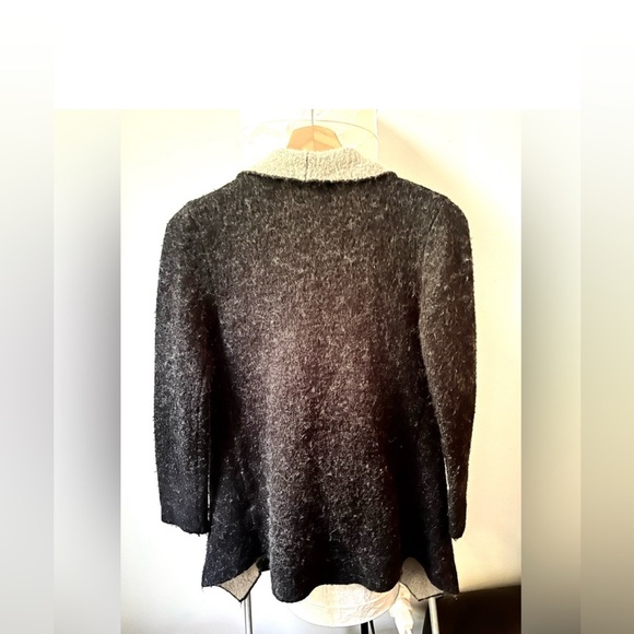 Zara Women’s Chunky Charcoal And Tan Knit Asymmetrical Drape-Front Cardigan SZ S - Picture 5 of 8